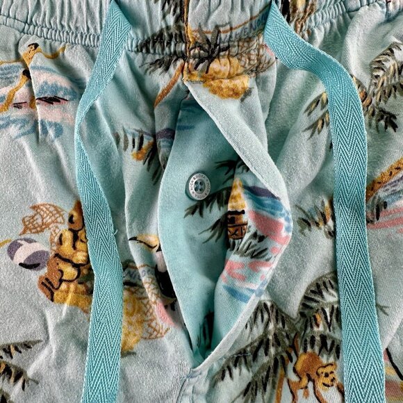 NICK & NORA Flannel Pajama Shorts Men’s Med Aqua Blue Hawaii Toucan Hula Surfer - Picture 11 of 16
